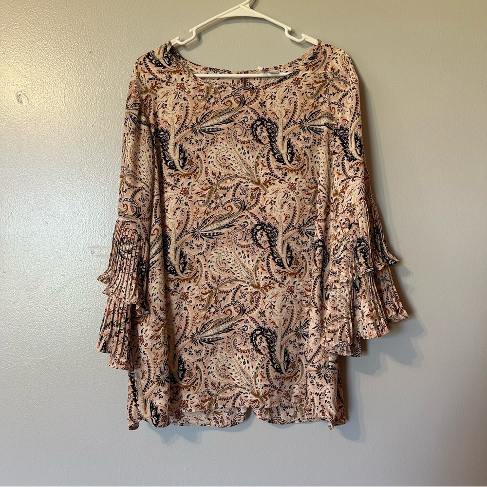 Beautiful Est 1946 paisley‎ Print Boho Bell Sleeve Blouse